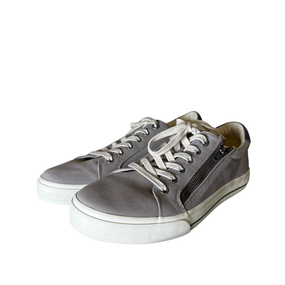 Taos Z Soul Sneakers Women 11 Gray Good Canvas Lace Up Side Zip Low Top ZSL-13